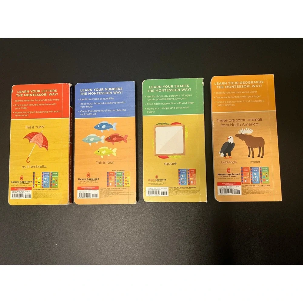 Montessori Board Book Set Kids Multicolor 4 Book Lot Learning